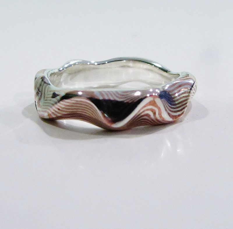 木目金 戒指  (银铜材质) 木纹金 定制 Mokume Gane - 对戒 - 其他金属 多色