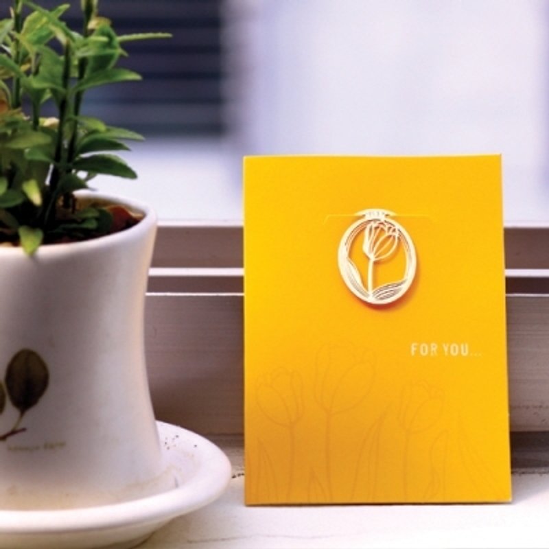 Dessin x Bookfriends-郁金香18K金造型书签,BZC10038 - 卡片/明信片 - 其他金属 黄色