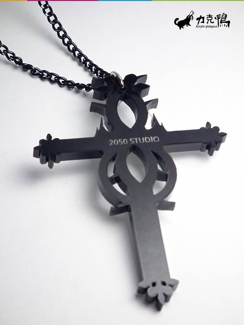 力克鸭▲巴洛克十字架▲项链/钥匙圈 - 项链 - 压克力 黑色