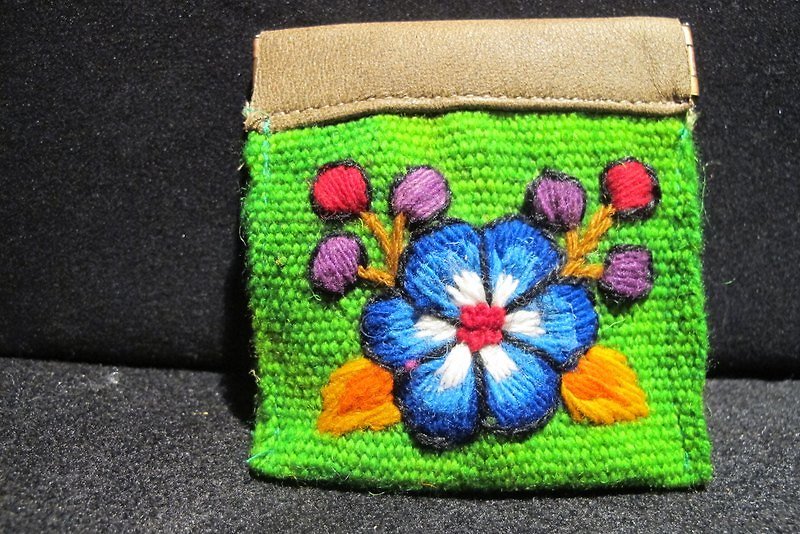 祕鲁 立体刺绣小花零钱包-绿 - 零钱包 - 其他材质 绿色