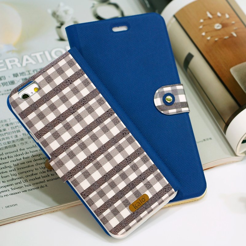Kalo 卡乐创意 iPhone 6(4.7寸) 经典款侧翻皮套系列(格纹蓝) - 手机壳/手机套 - 防水材质 蓝色