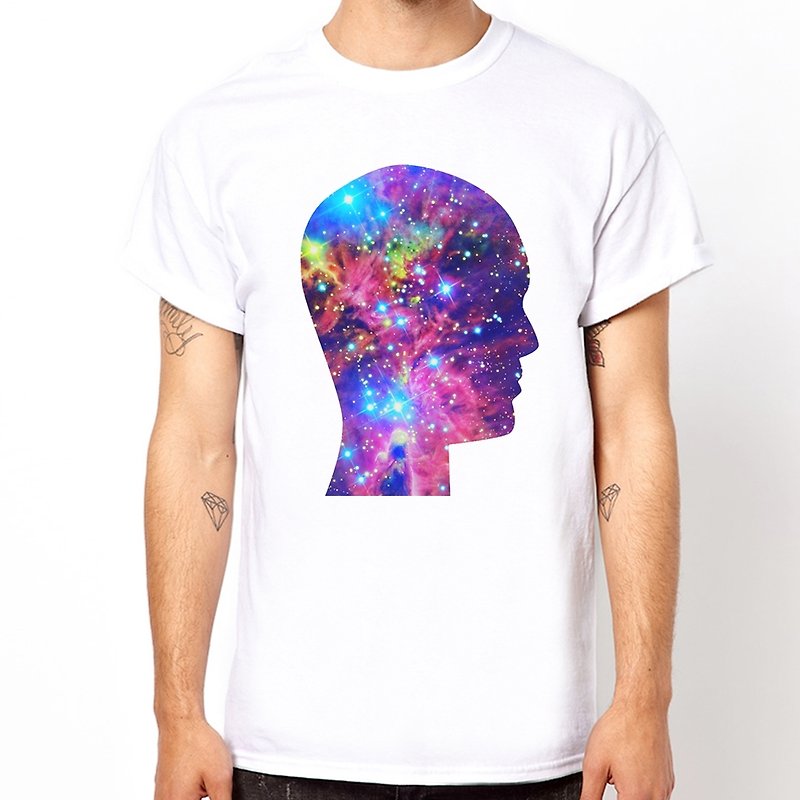 Human Head-Galaxy短袖T恤-白色 人类宇宙太空设计原创品牌银河系 - 女装 T 恤 - 其他材质 白色