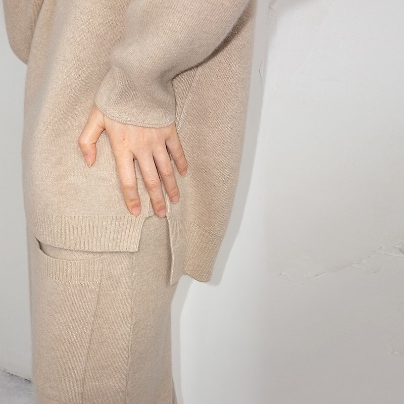 杲果/GAOGUO原创设计师女装品牌 2015羊绒羊毛上衣半裙针织套装 - 女装针织衫/毛衣 - 其他材质 卡其色