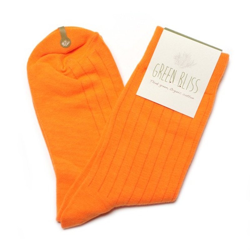 有机棉袜 - 素色压纹 Jeju Citrus Orange 甜橙橘 中长袜 (男/女) - 袜子 - 棉．麻 橘色