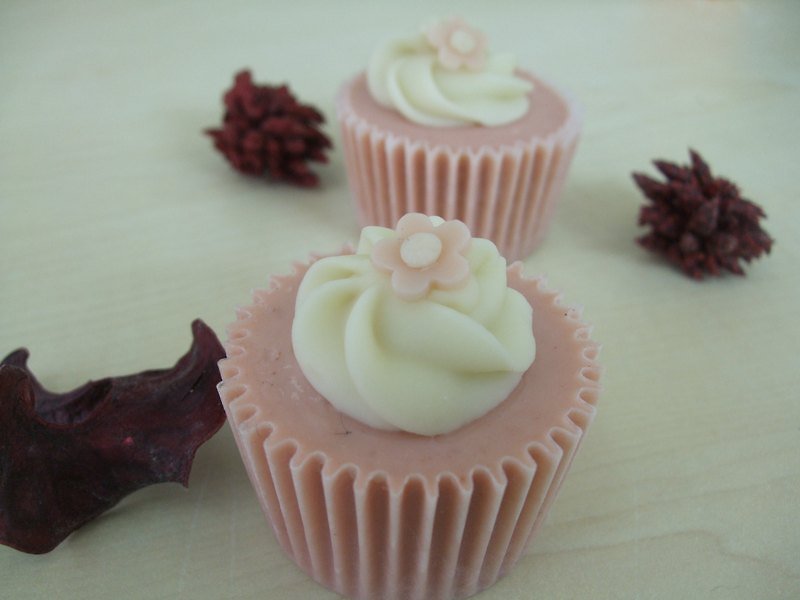 粉红佳人杯子蛋糕 -6入-  婚礼小物 /旅行小皂 / 企业赠礼 - 沐浴用品 - 植物．花 粉红色