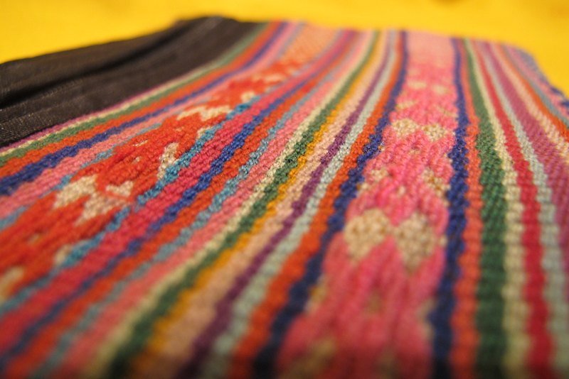 羊驼织布拼接多彩织布长方包-粉蓝 - 其他 - 其他材质 多色