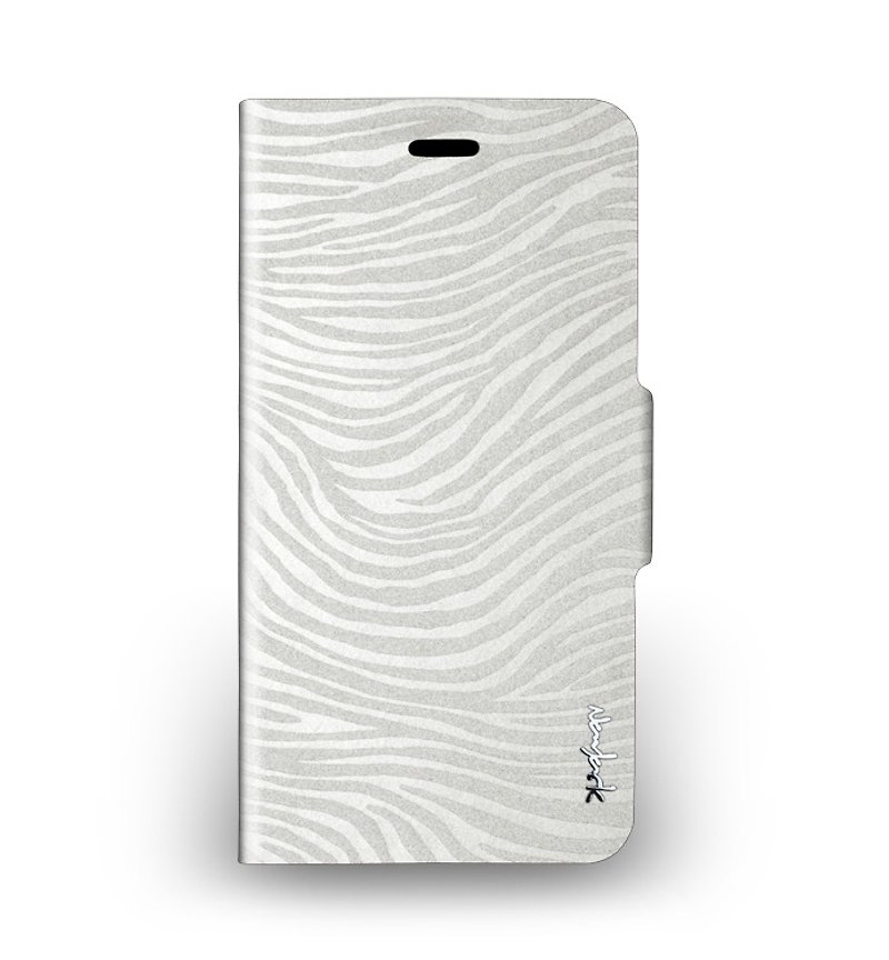 iPhone 6 Plus -The Zebra Series -斑马纹侧掀站立式保护套- 珍珠白 - 手机壳/手机套 - 真皮 白色
