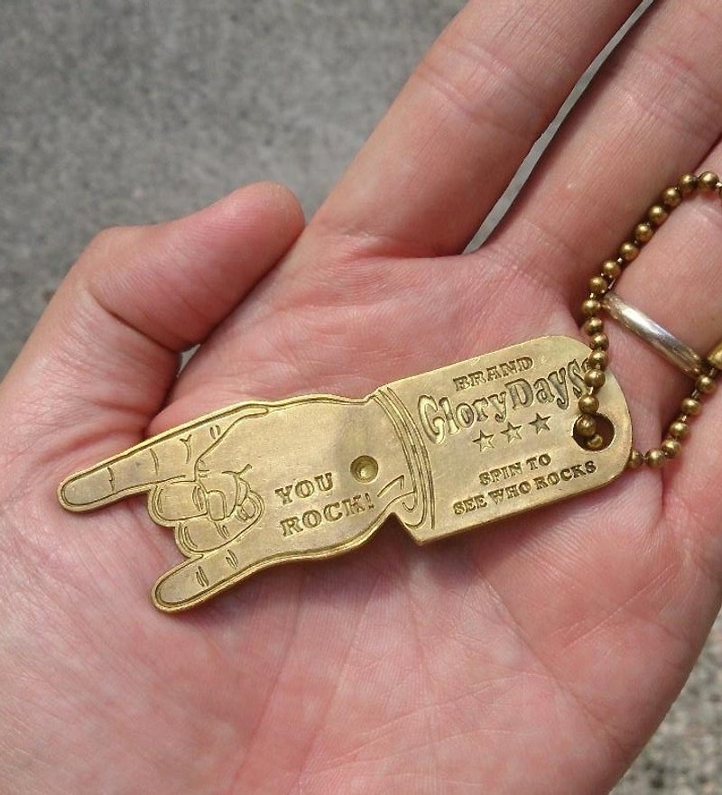YOU ROCK Brass Keychain - 恶魔角黄铜钥匙圈 - 钥匙链/钥匙包 - 铜/黄铜 金色