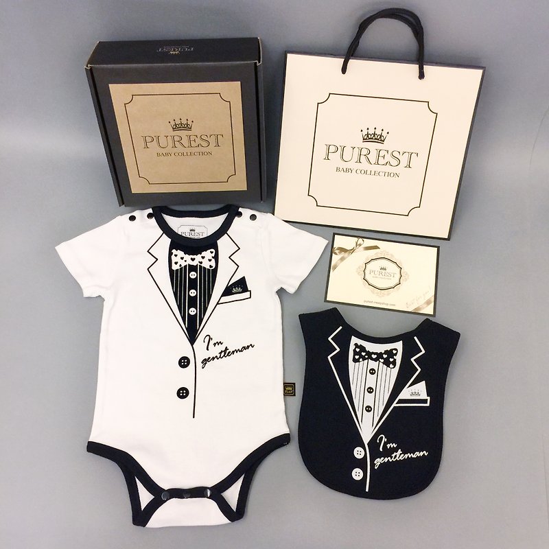 PUREST  小绅士 西装款 短袖 宝宝弥月礼盒组 婴儿 新生儿 送礼 - 满月礼盒 - 其他材质 