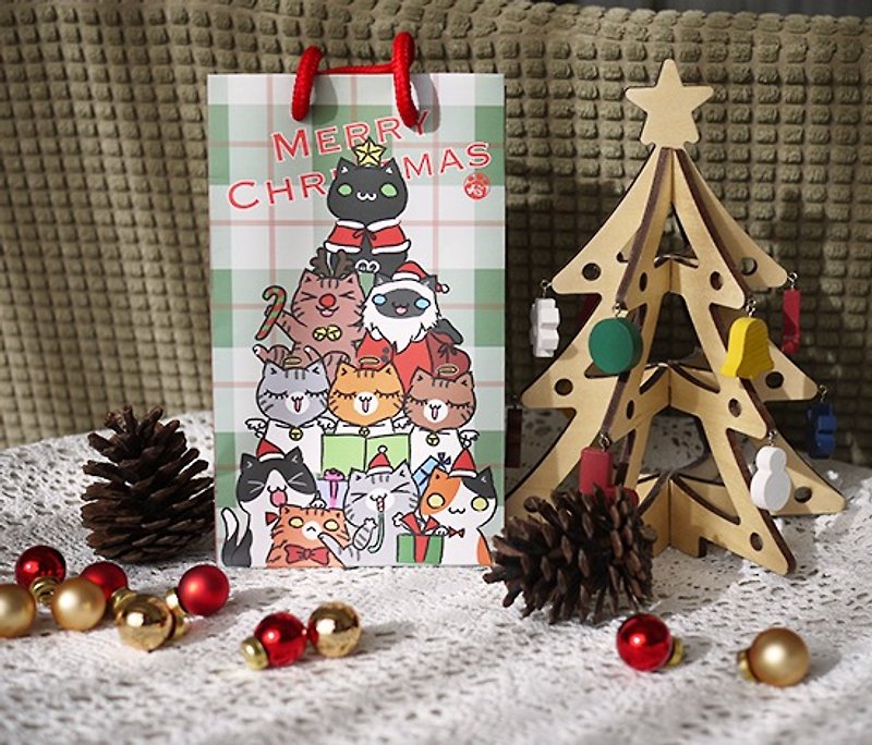[猫手作 x 圣诞节] 圣诞小纸袋－猫咪圣诞树 - 信封/信纸 - 纸 绿色