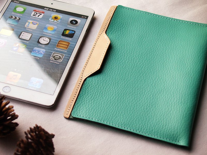 [ WeeKen 维肯生活 ] iPad Mini 手工真皮保护套- Tiffany Blue 蒂芬妮蓝 横式/侧开  (免费定制化刻印英文名) - 其他 - 真皮 绿色