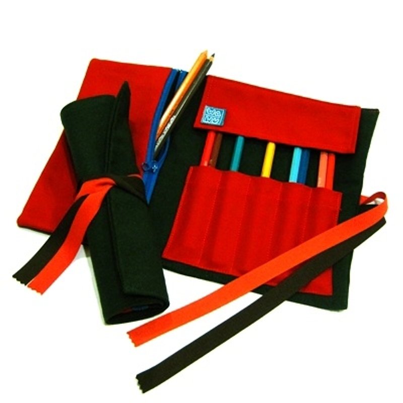 WaWu 笔卷, 卷轴式笔袋, 工具袋, 餐具袋 (军绿帆布) - 铅笔盒/笔袋 - 其他材质 绿色