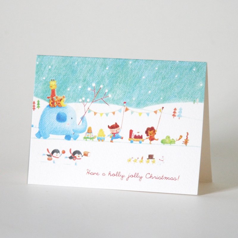 动物游行圣诞卡 Parade Christmas Card - 卡片/明信片 - 纸 多色