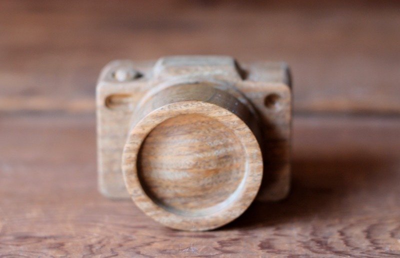 手工木制微型相机▣ 名片照片夹 - 文件夹/资料夹 - 木头 卡其色
