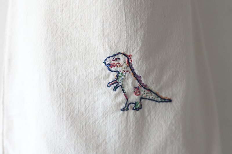 今晚我是手-图像刺绣帆布包-养只恐龙给自己和你 - 侧背包/斜挎包 - 其他材质 白色