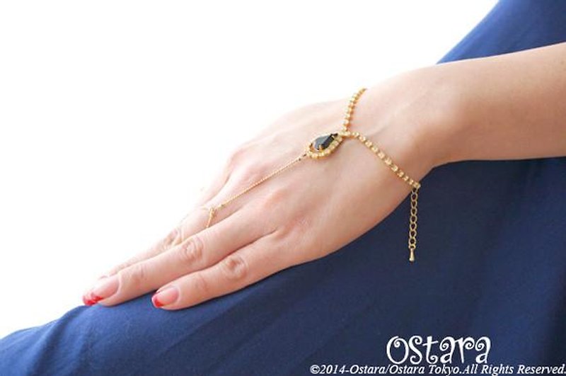 Vintage Swarovski&Glass Ring Bracelet - 手链/手环 - 其他金属 