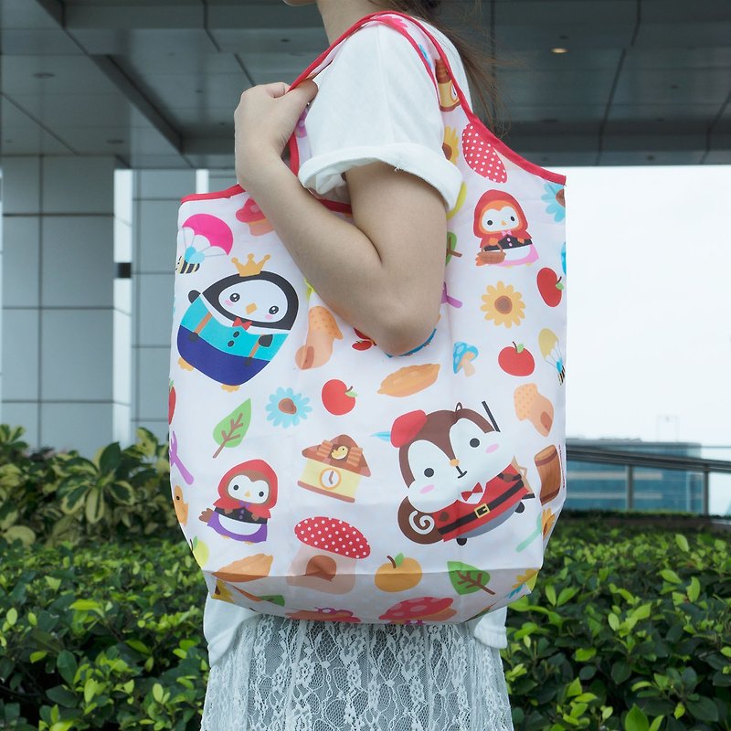 可摺式环保购物袋 - 小红帽 - E005SQB - 侧背包/斜挎包 - 其他材质 红色