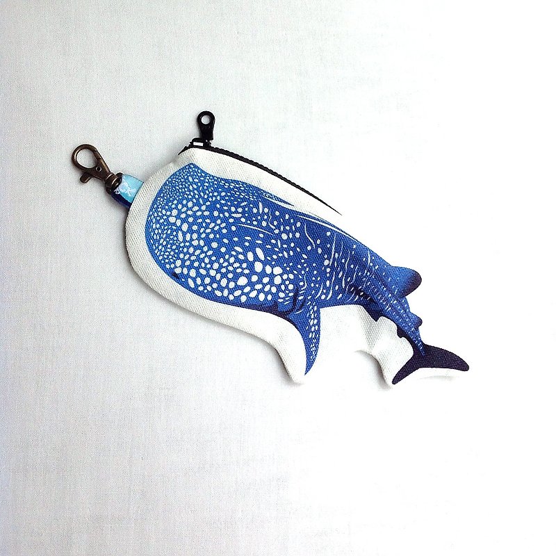 设计款WS149 - 【可放悠游卡】鲸鲨造型零钱包 - 零钱包 - 棉．麻 蓝色