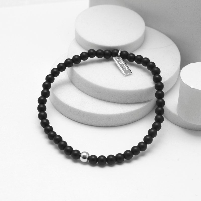 Recovery 雾面4MM-天然石串珠手环 (黑) - 手链/手环 - 其他材质 黑色
