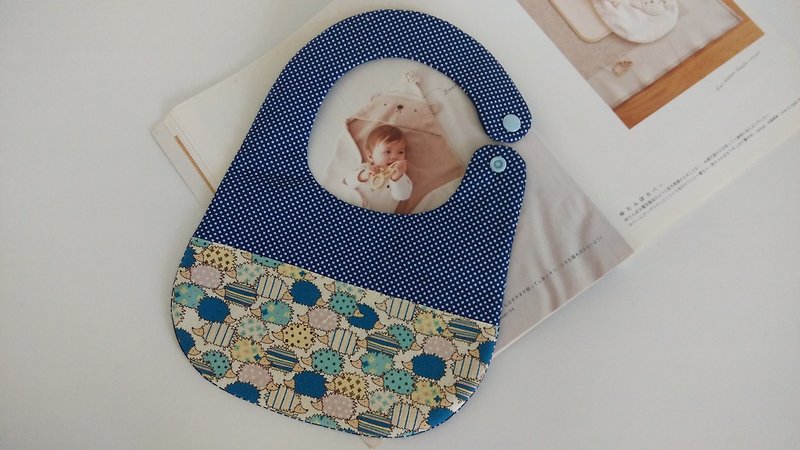蓝底小刺猬弥月礼物 婴儿围兜 - 童装上衣 - 其他材质 蓝色