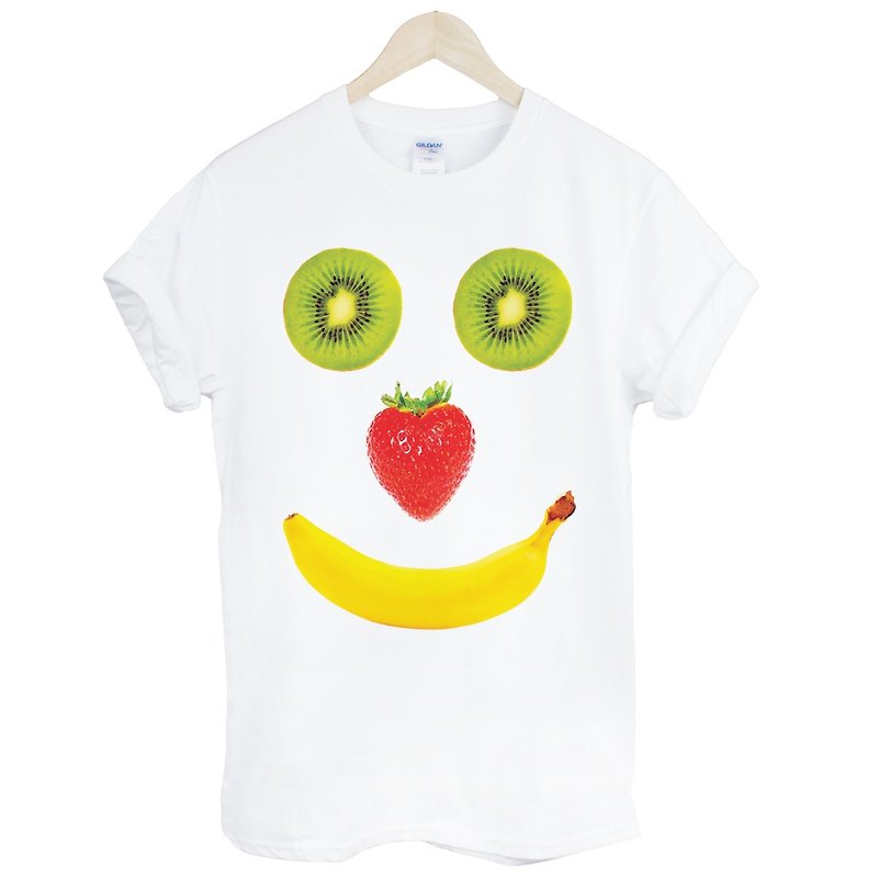 Fruit Smile短袖T恤-白色 微笑水果 香蕉 奇异果 草莓 食物 设计 - 男装上衣/T 恤 - 纸 白色