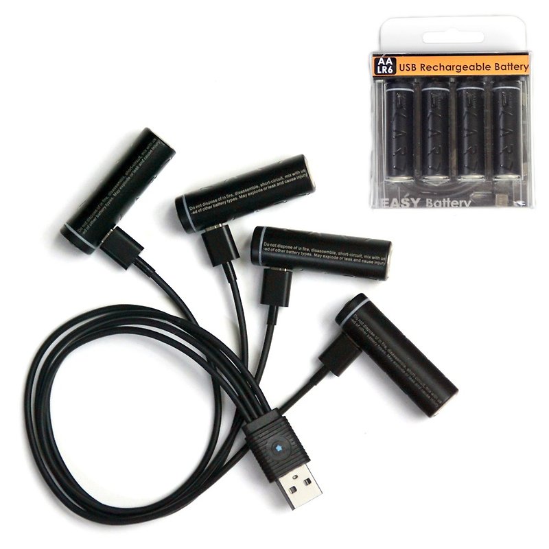 【CARD】新加坡最新科技 B011 AA(3号) USB 环保电池 4入(黑色) - 其他 - 塑料 黑色
