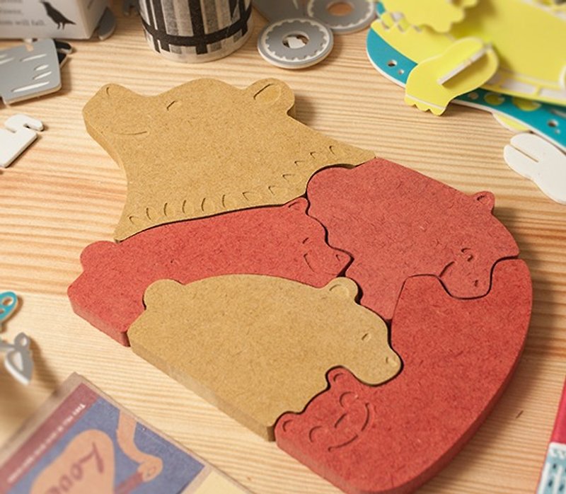 【宝宝玩具】熊熊嘛吉┇ 环保 无毒 益智 拼图 - 玩具/玩偶 - 木头 多色