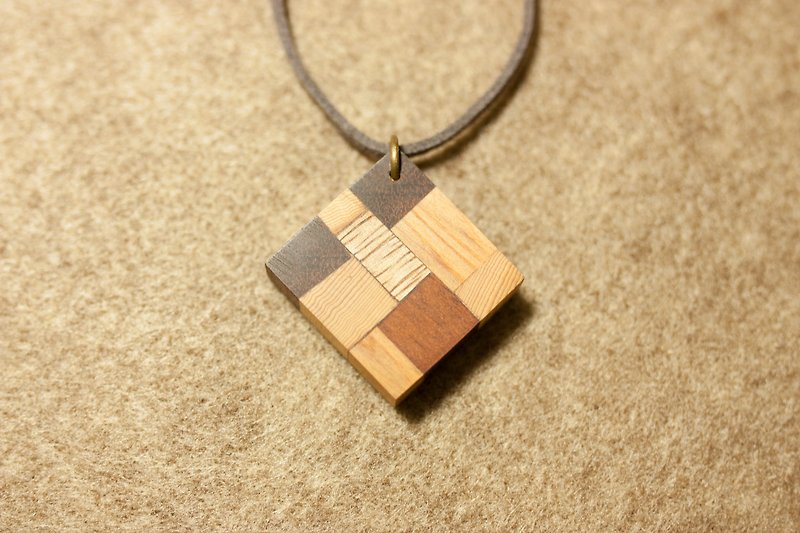 木石－拼接小方块 - 项链 - 木头 咖啡色