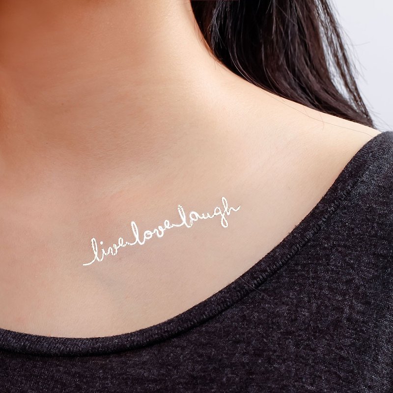 金属刺青纹身贴纸 - Live Love Laugh 文字 Surprise Tattoos - 纹身贴 - 纸 金色