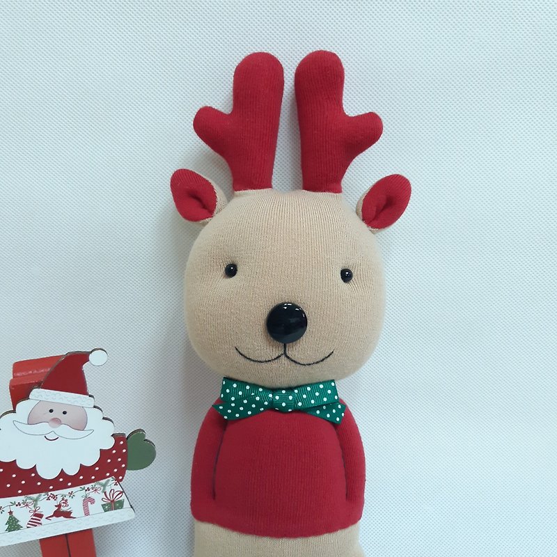 圣诞麋鹿(小) /  玩偶 / 袜子娃娃 / 麋鹿 / 圣诞礼物 - 玩偶/公仔 - 棉．麻 红色