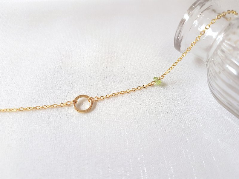 互补 · 空心圆 橄榄石 项链 八月诞生石 - 项链 - 半宝石 绿色