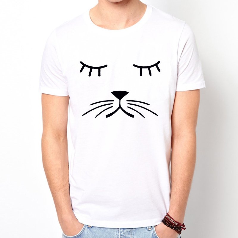 Whiskers Cat短袖T恤-2色 胡须 猫 狗 犬 动物 文青 艺术 设计 时髦 文字 时尚 - 男装上衣/T 恤 - 其他材质 多色