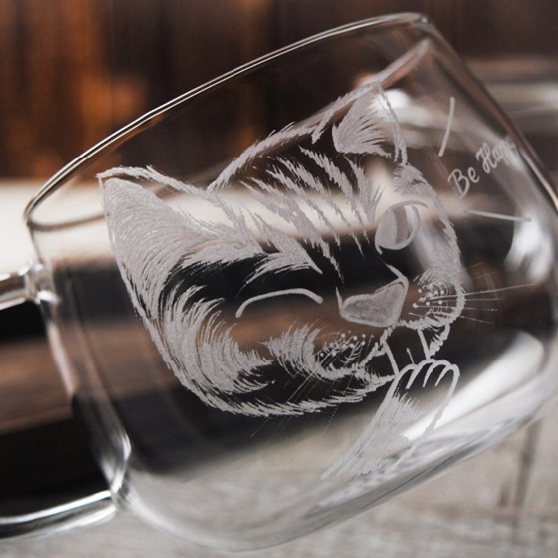 300cc Q版猫咪CAT泡茶3件式茶杯 手工吹制玻璃 泡茶专用观赏水中 - 订制画像 - 玻璃 咖啡色