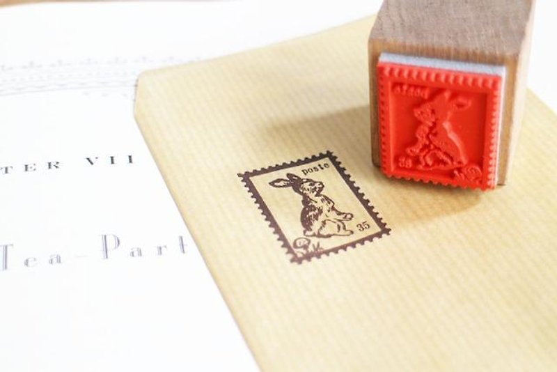 【再販】ウサギの切手　スタンプ - 印章/印台 - 木头 咖啡色