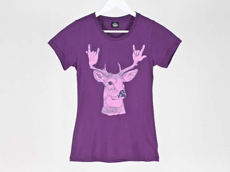 摇滚鹿角 Rock Horn 女生 - 女装 T 恤 - 棉．麻 紫色