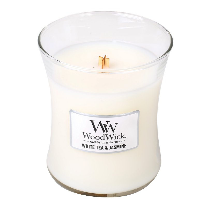 【VIVAWANG】WW 10 oz. 经典香氛蜡烛- 白茶茉莉。白茶与茉莉的淡淡清香，完美的融合了红衫与玫瑰。 - 蜡烛/烛台 - 蜡 白色