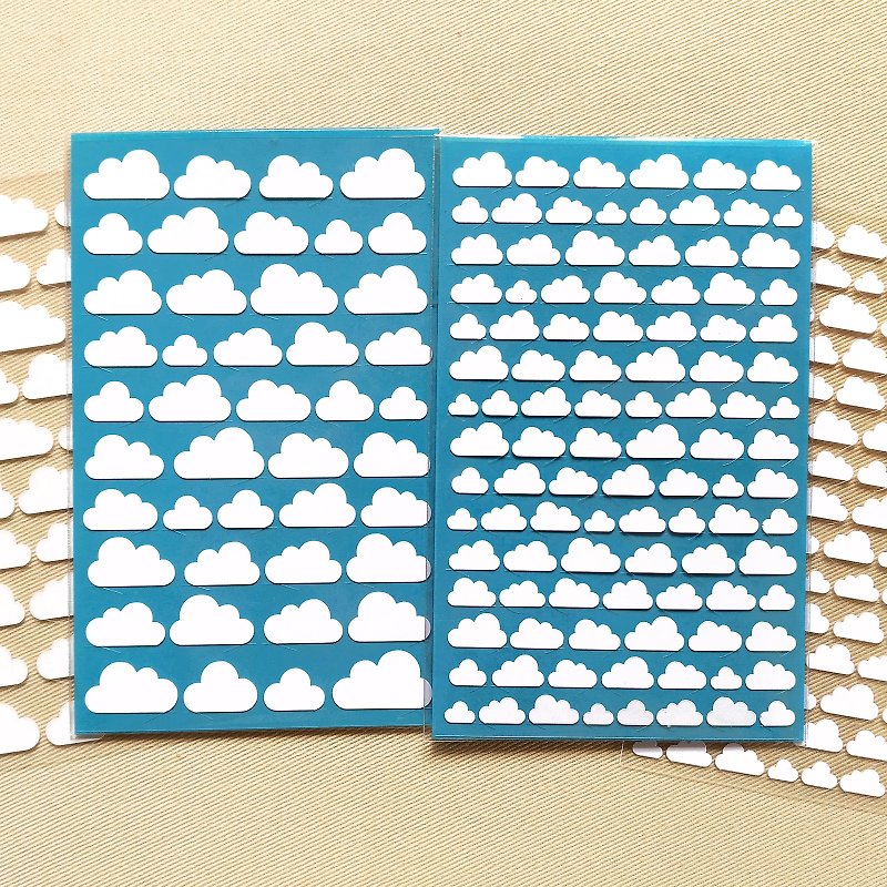 云朵贴纸 2张组 - 贴纸 - 防水材质 白色