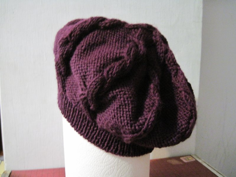麻花贝雷帽 - 帽子 - 其他材质 紫色