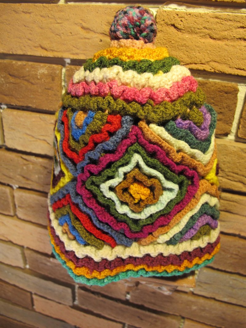 造型立体编织 毛帽-菱形 - 帽子 - 其他材质 多色