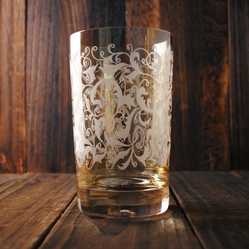 300cc【MSA GLASS ENGRAVING】德国Eisch 琥珀雕花无铅水晶杯Toulouse - 酒杯/酒器 - 玻璃 金色