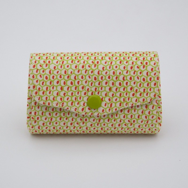 典雅美型三层小物收纳零钱包-清沁绿豆 - 零钱包 - 棉．麻 绿色