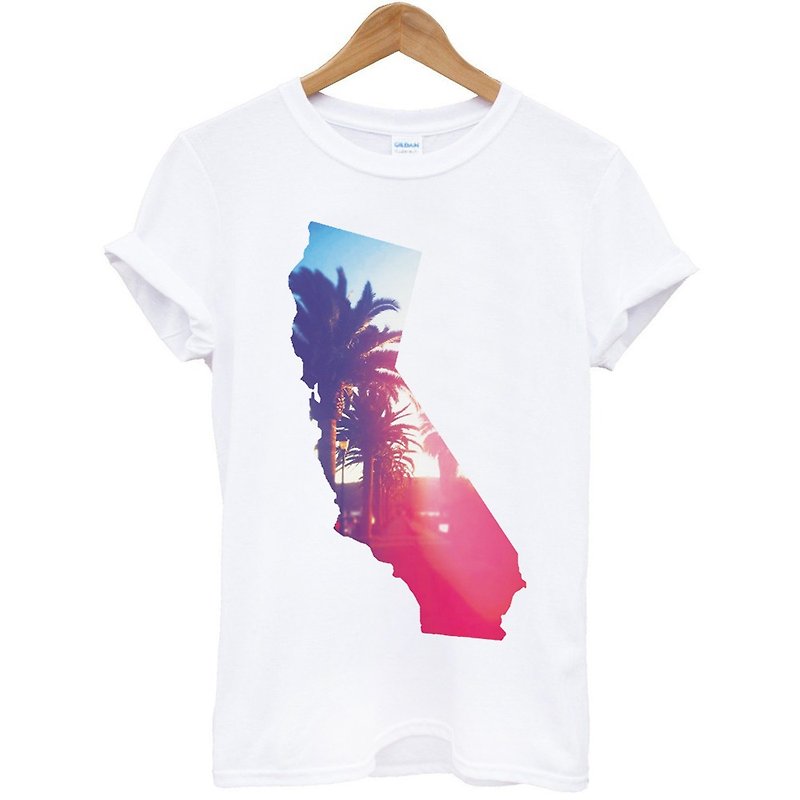 California短袖T恤-白色 加州 地图 旅行 摄影 照片 LOMO 年轻 生活 文青 文字 设计 自创 品牌 - 男装上衣/T 恤 - 纸 白色