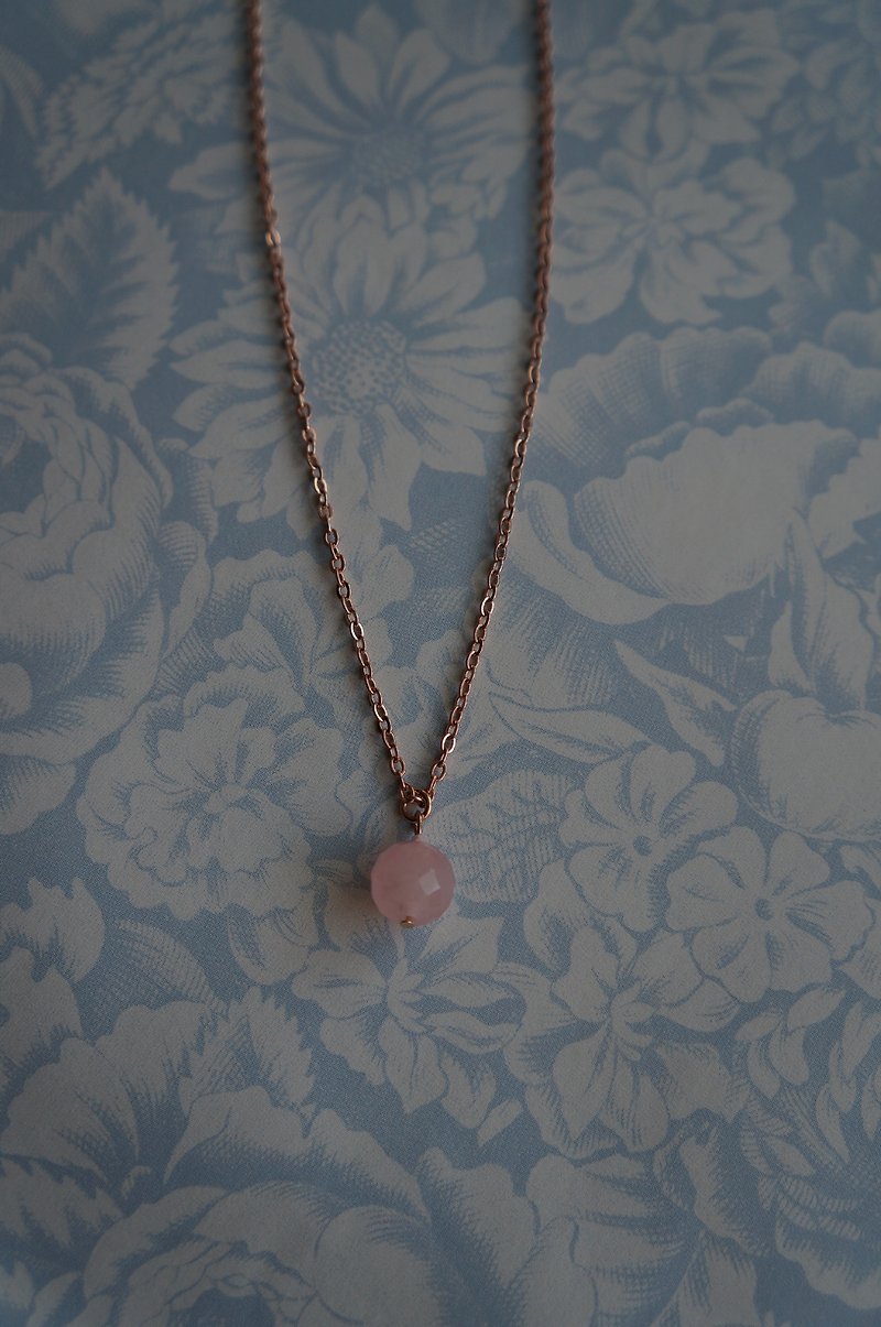 天然粉水晶项链 - 项链 - 宝石 粉红色