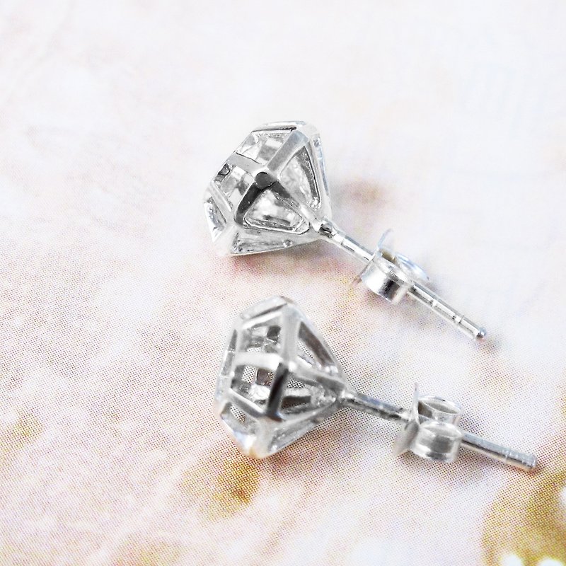 钻石 纯银耳环 925纯银 宝石 耳环-64DESIGN银饰 - 耳环/耳夹 - 其他金属 灰色