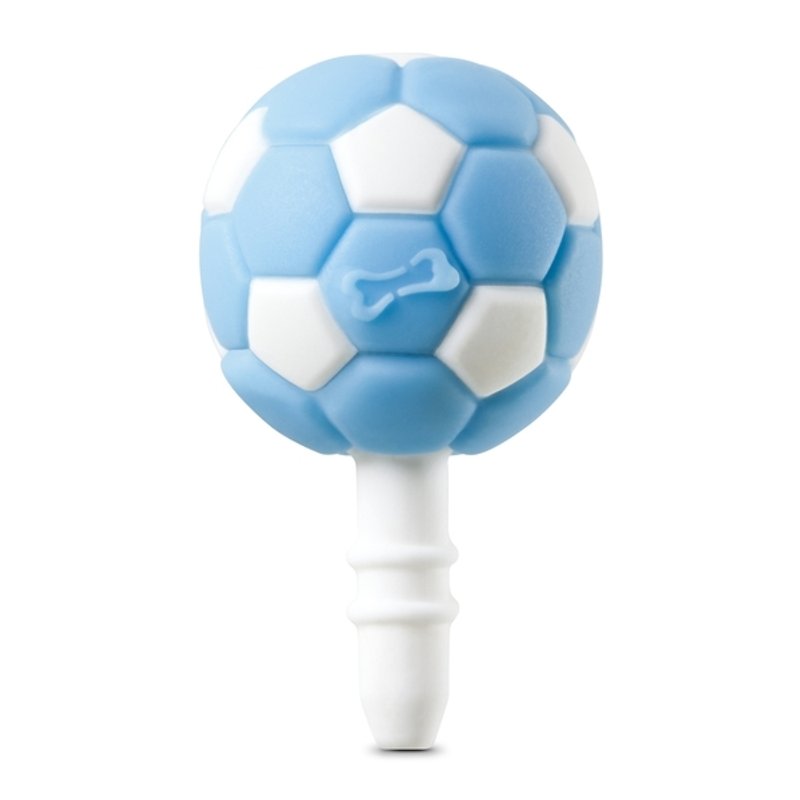 足球DIY耳机塞(浅蓝白) - 手机座/防尘塞 - 硅胶 
