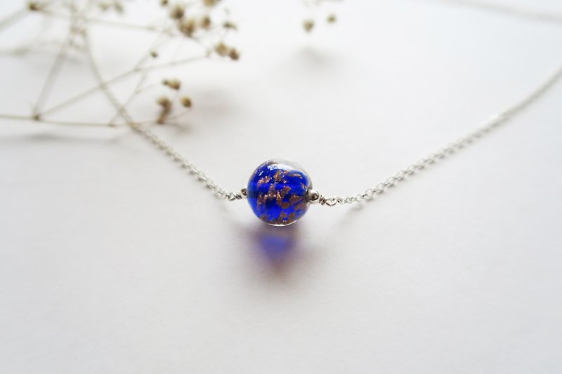 925纯银 神秘 宇宙蓝 繁星 金葱 琉璃 项链 - 项链 - 其他材质 蓝色