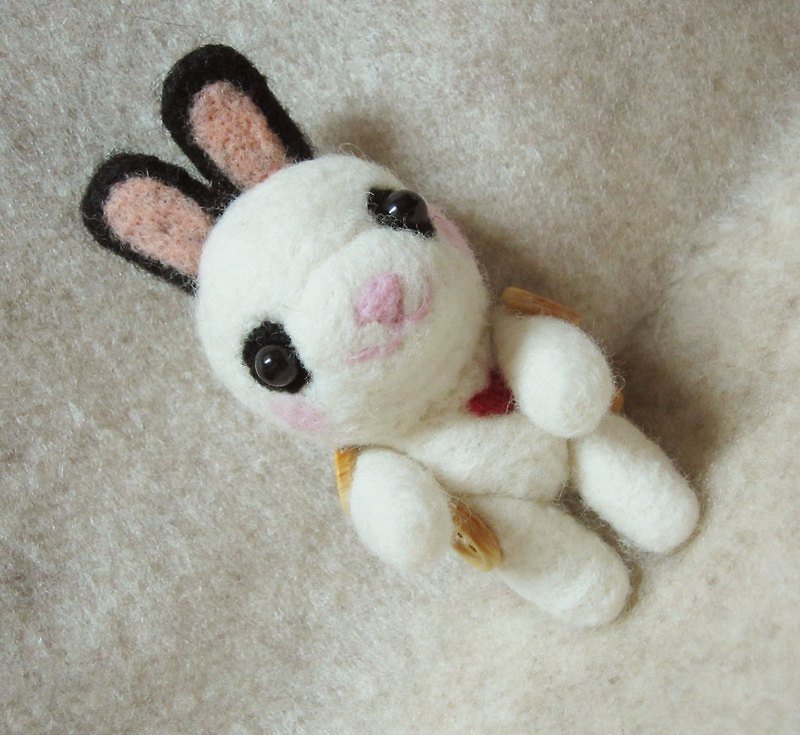 HI 兔((关节可活动版))~~纯新西兰羊毛制作  项链/包包吊饰/钥匙圈 3种功能都有 - 玩偶/公仔 - 羊毛 多色