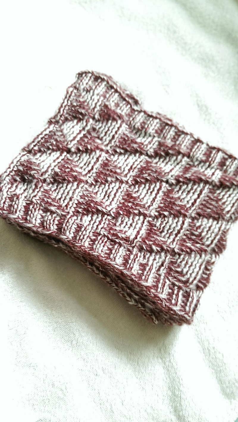 Lan毛线围巾(酒红白) - 围巾/披肩 - 其他材质 红色