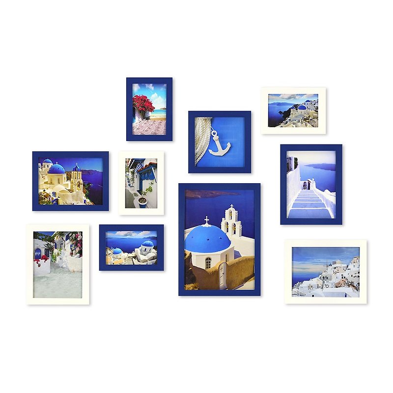简约相框 地中海风格 10入组 照片墙 室内设计 布置 创意 家饰 - 画框/相框 - 木头 蓝色