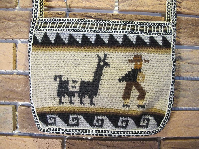羊驼散步中型侧背包-骆马毛 - 侧背包/斜挎包 - 其他材质 灰色